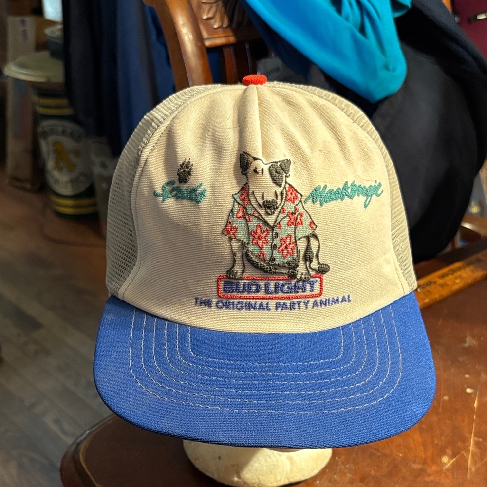 Bud Light Party spuds Hat - Blue and white from 1980’s